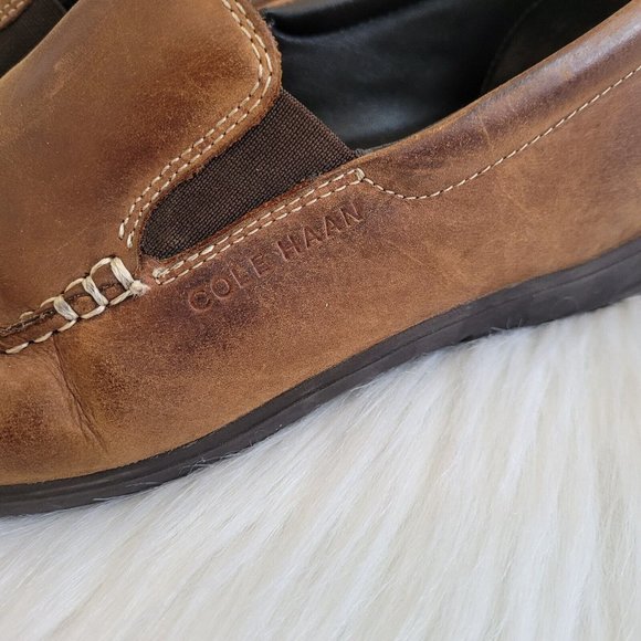Cole Haan Mens Sz 9.5 Loafer Brown Leather Slip On Dress Driving Shoes 12602 main image 11